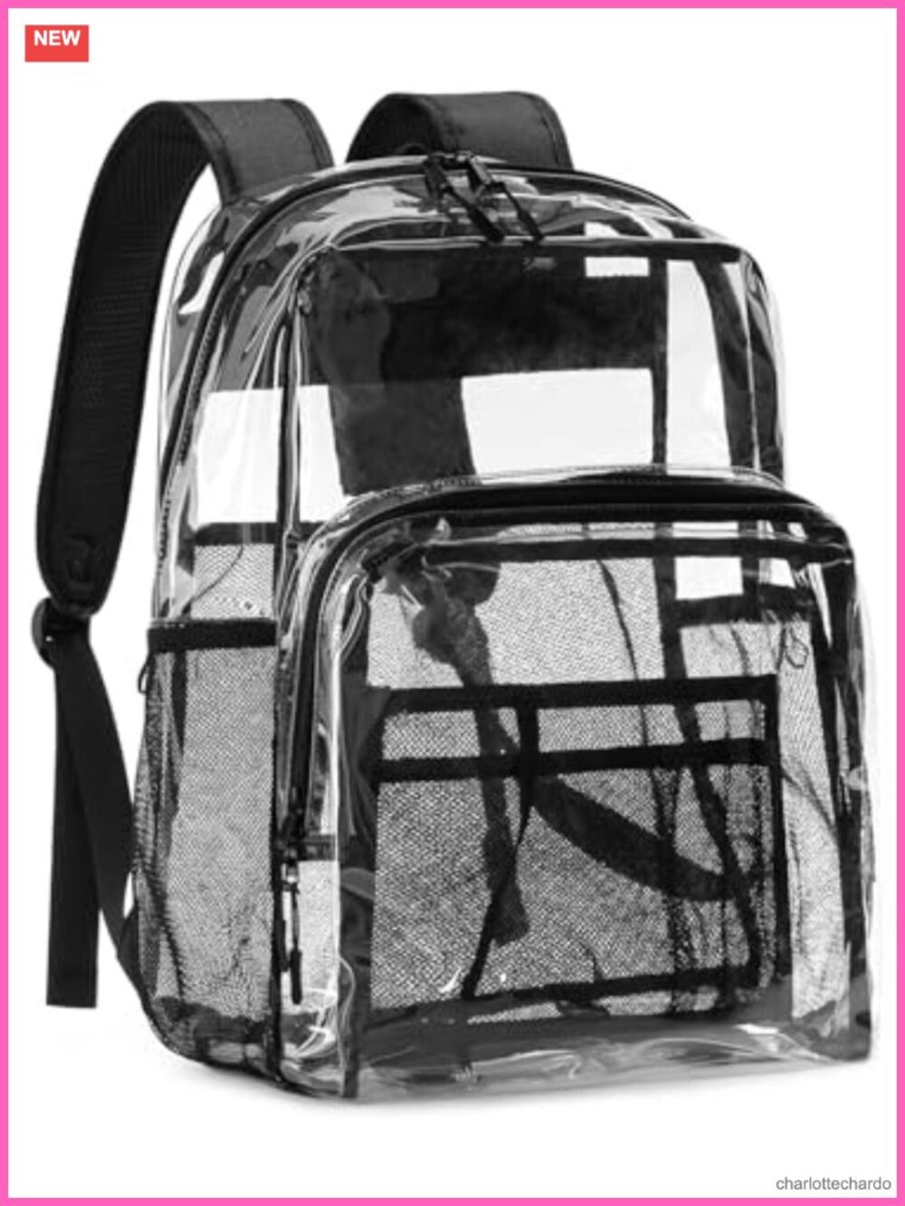 Heavy Duty TPU Clear Backpack 17 Inch with Padded Straps for School Travel